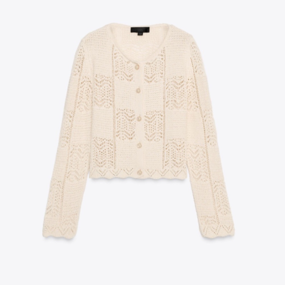 ZARA POINTELLE KNIT CARDIGAN